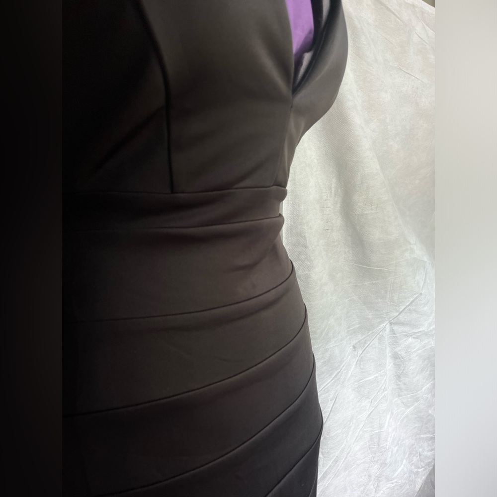 Black Emerald Sundae, Knee Length, Plunging Neckline w/ Open Laced back Dress(L)